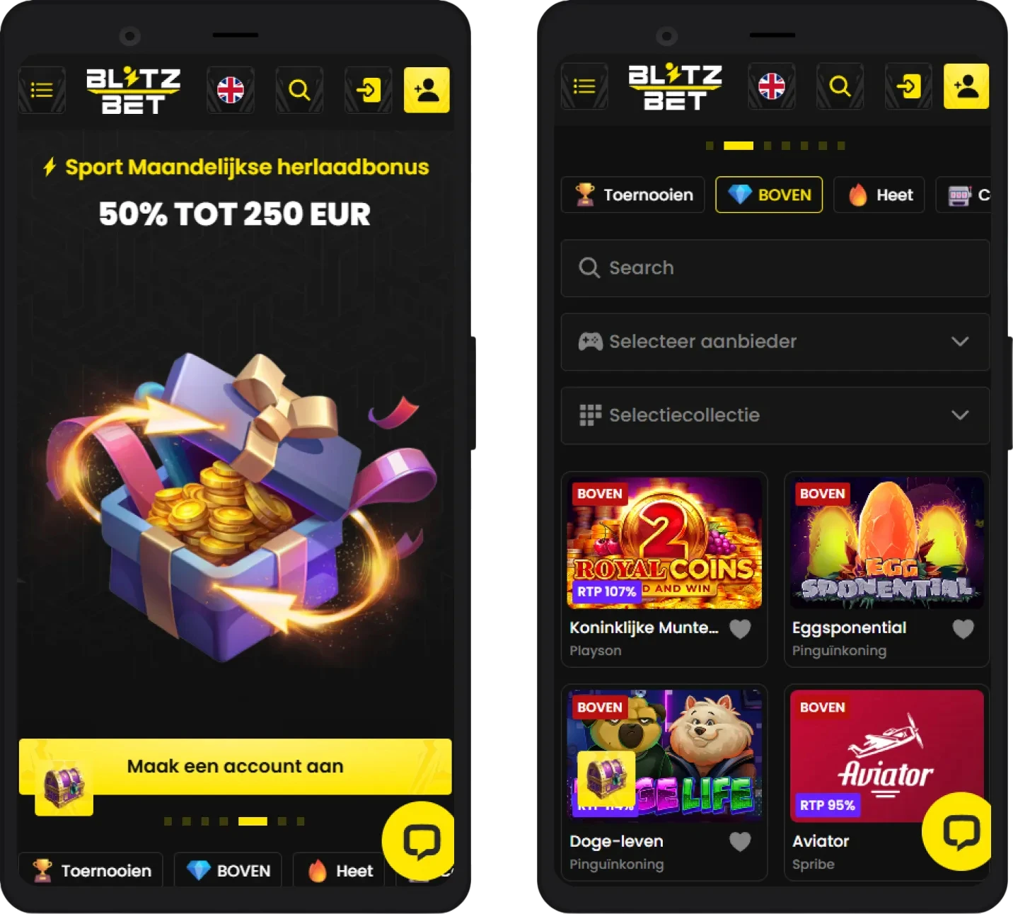 BlitzBet Casino mobiele versie voor smartphone en tablet
